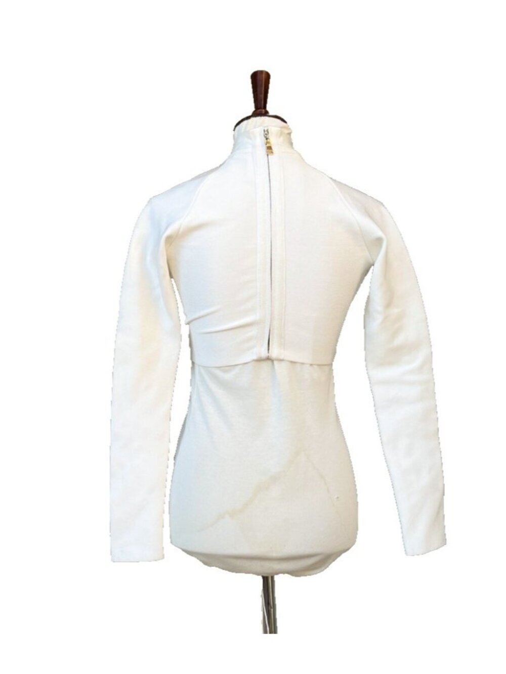 Bossa White Cutout Mock Neck Bandage Top Long Sleeve Stretch Size M - Picture 5 of 9